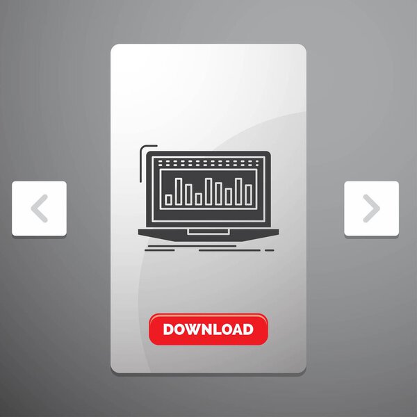 Data, financial, index, monitoring, stock Glyph Icon in Carousal Pagination Slider Design & Red Download Button