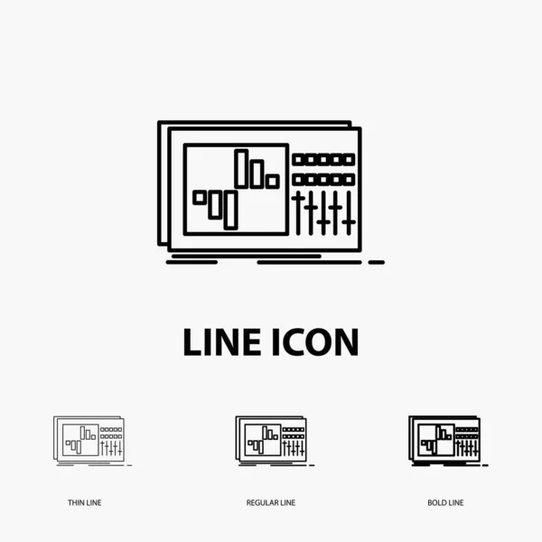 Control Equalizer Equalization Sound Studio Icon Thin Hellar Bold Line — стоковый вектор