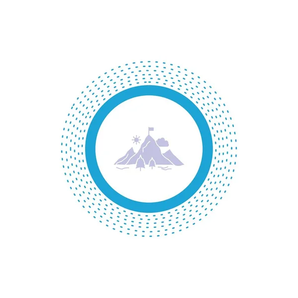 Logro Bandera Misión Montaña Éxito Glyph Icon Ilustración Aislada Vectorial — Vector de stock