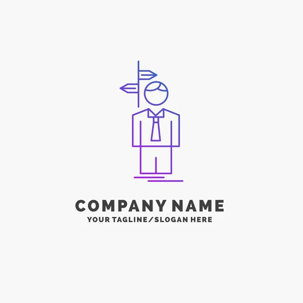 Pijl Keuze Kies Besluit Richting Paarse Business Logo Template Plaats — Stockvector