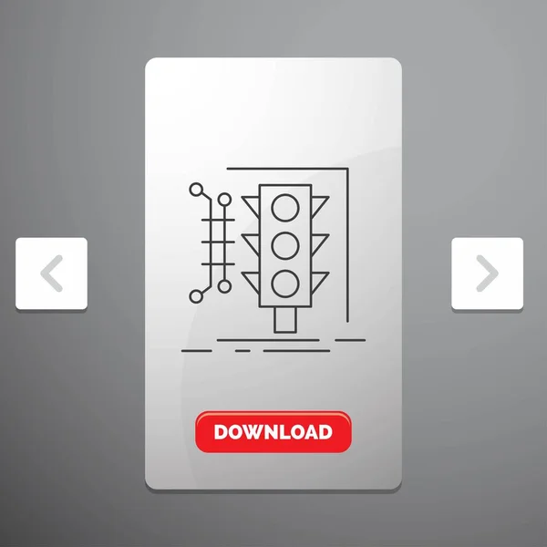 Città Gestione Monitoraggio Smart Traffico Linea Icona Carousal Pagination Slider — Vettoriale Stock