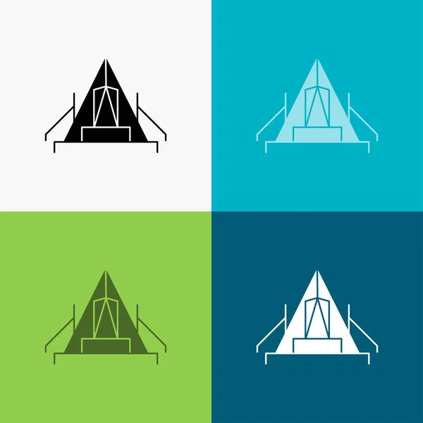 Tent Camping Camping Camping Buiten Verschillende Pictogramachtergrond Glyph Stijl Design — Stockvector