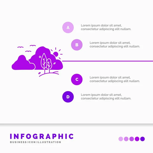 Berg Heuvel Landschap Natuur Boom Infographics Sjabloon Voor Website Presentatie — Stockvector