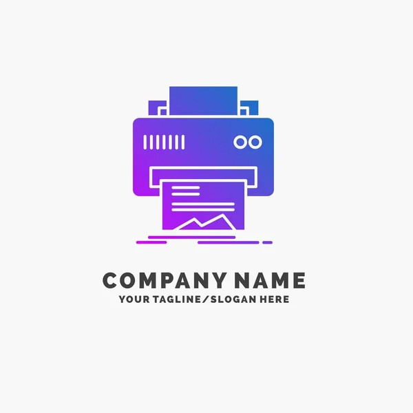 Digital Impressora Impressão Hardware Papel Purple Business Logo Template Lugar — Vetor de Stock