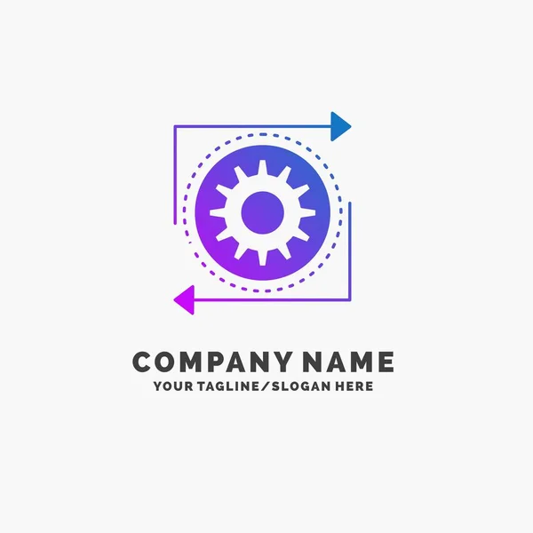 Business Gear Management Operation Process Purple Business Logo Template Place — Stock Vector
