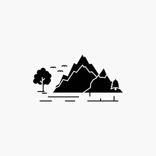 Colina Paisagem Natureza Montanha Árvore Ícone Glyph Ilustração Isolada Vetor —  Vetores de Stock