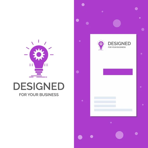 Business Logo Lampadina Sviluppare Idea Innovazione Luce Modello Verticale Biglietto — Vettoriale Stock