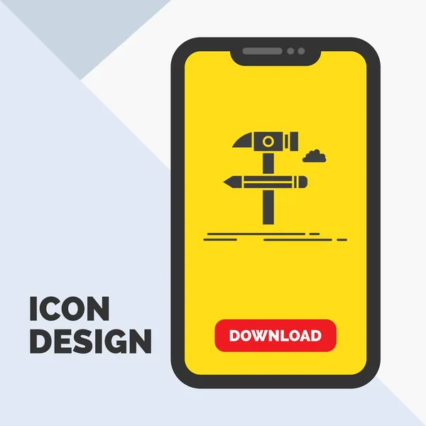Construir Diseñar Desarrollar Herramienta Herramientas Glyph Icono Mobile Para Página — Vector de stock