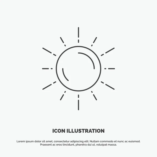 Soleil Espace Planète Astronomie Météo Icône Symbole Gris Vectoriel Ligne — Image vectorielle