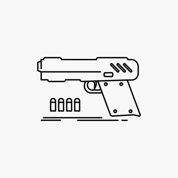 Pistol Pistol Pistol Penembak Senjata Line Icon Vektor Diisolasi Ilustrasi - Stok Vektor