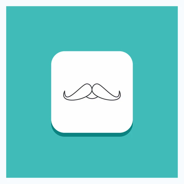 Bouton Rond Pour Moustache Hipster Movember Mâle Homme Icône Ligne — Image vectorielle