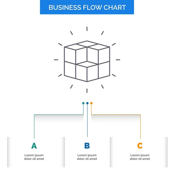 Box Labyrinth Puzzle Lösung Würfel Business Flow Chart Design Mit — Stockvektor