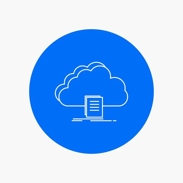 Cloud Accès Document Fichier Télécharger White Line Icon Arrière Plan — Image vectorielle