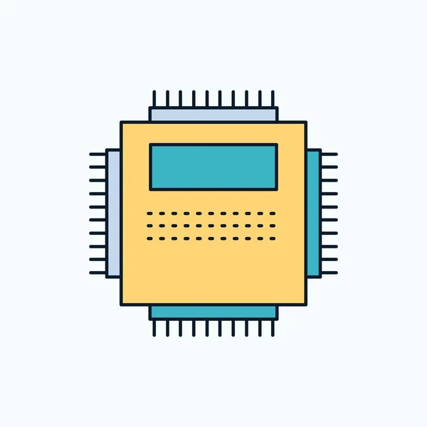 Procesador Hardware Ordenador Tecnología Icono Plano Signo Verde Amarillo Símbolos — Archivo Imágenes Vectoriales