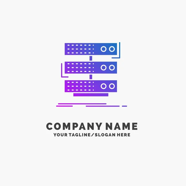 Opslag Rack Server Database Gegevens Paarse Business Logo Template Plaats — Stockvector