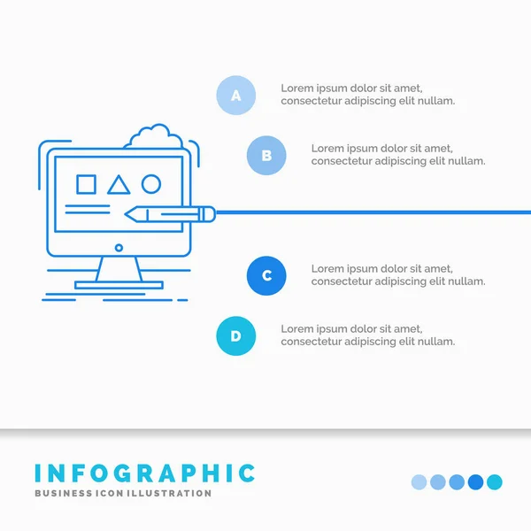 Arte Ordenador Diseño Digital Estudio Infografías Plantilla Para Sitio Web — Vector de stock