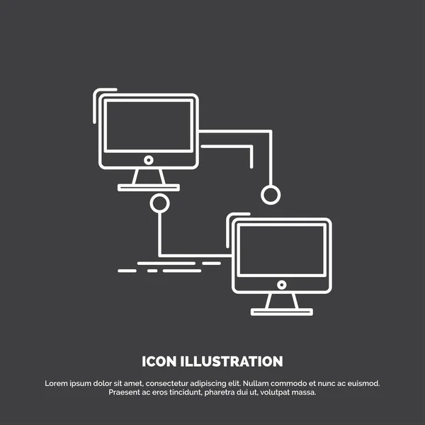 Local Ian Conexión Sincronización Icono Del Ordenador Símbolo Vectorial Línea — Vector de stock