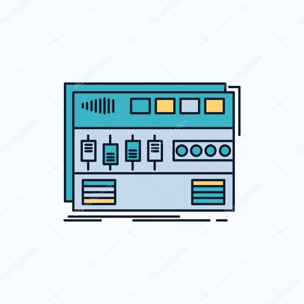 Audio, mastering, module, rackmount, sound Flat Icon. green and Yellow sign and symbols for website and Mobile appliation. vector illustration