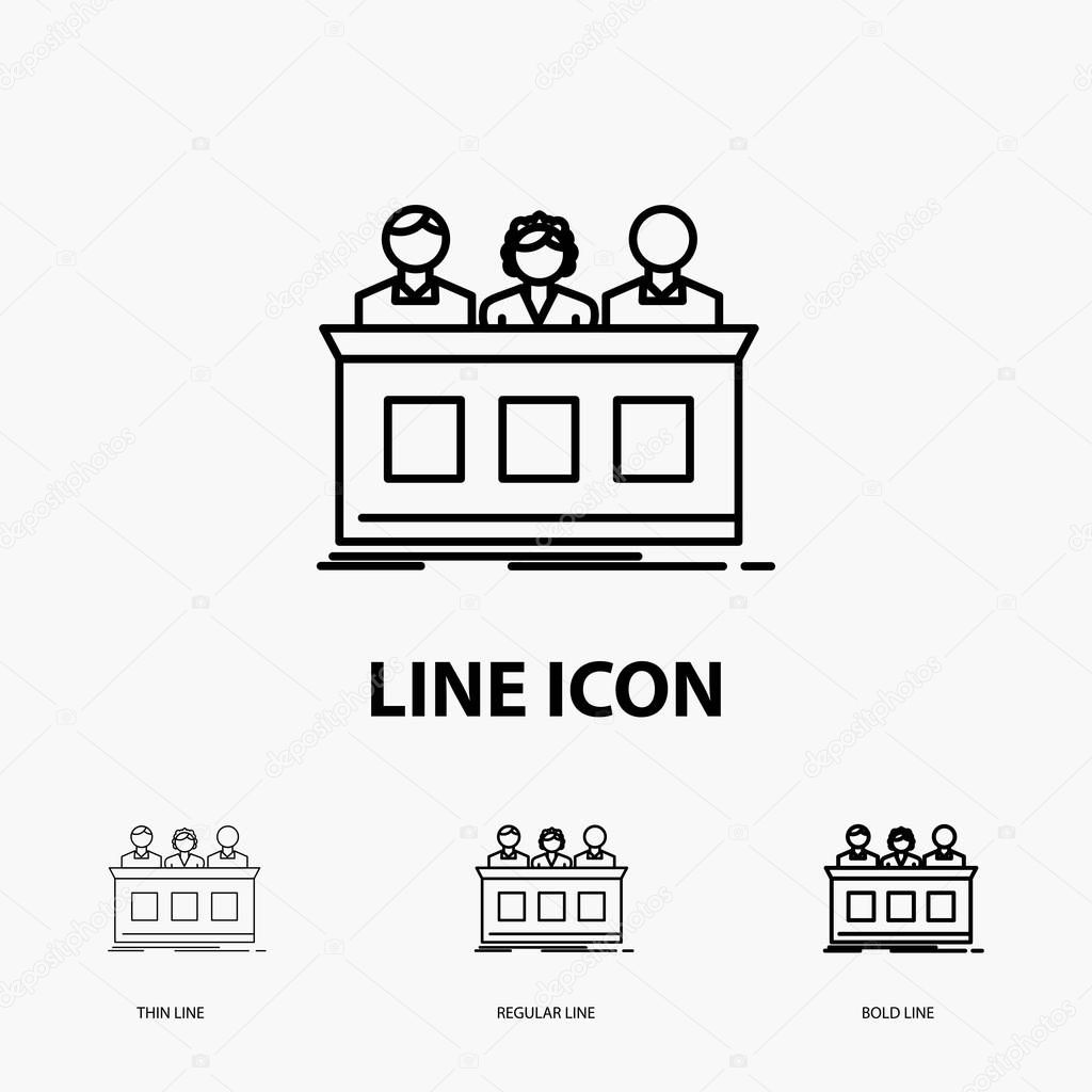 competition, contest, expert, judge, jury Icon in Thin, Regular and Bold Line Style. Vector illustration