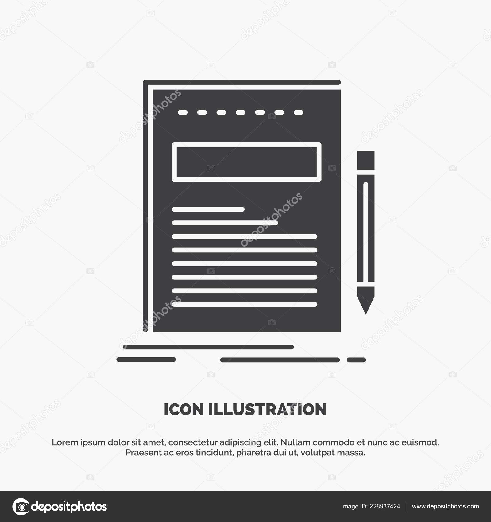 Business Document File Paper Presentation Icon Glyph Vector Gray