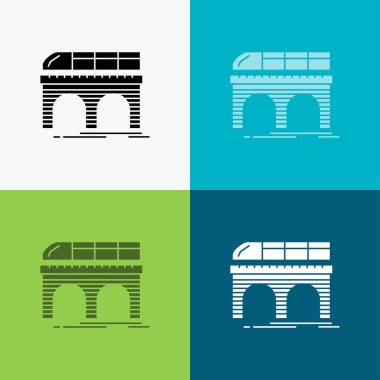 Metro, tren, tren, tren, simgesi üzerinde çeşitli arka plan taşıma. glif tarzı tasarım, Web ve uygulama Eps 10 vektör çizim için tasarlanmış