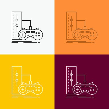 oyun, gamepad, joystick, oyun, playstation simgesi üzerinde çeşitli arka plan. Çizgi stili tasarım, Web ve uygulama Eps 10 vektör çizim için tasarlanmış