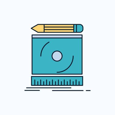 Taslak, Mühendisliği, süreç, prototip, prototipleme düz simgesi. yeşil ve sarı işaret ve sembolleri Web sitesi ve mobil appliation için. vektör çizim