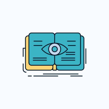 bilgi, kitap, göz, görünümü, büyüme düz simgesi. yeşil ve sarı işaret ve sembolleri Web sitesi ve mobil appliation için. vektör çizim