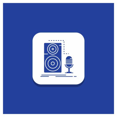 Mavi yuvarlak düğmesi için yaşamak, mikrofon, mikrofon, Kaydet, ses glif simgesi