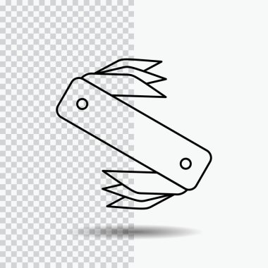 bıçak, ordu, kamp, swiss, cep satırı simgesi şeffaf arka plan üzerinde. Siyah simge vektör çizim