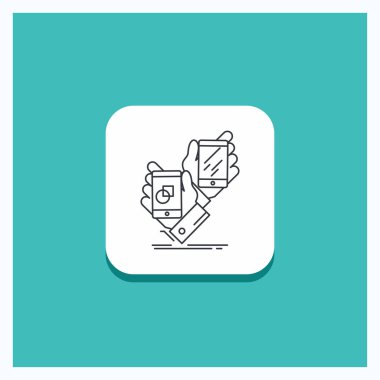 Round Button for Awareness, brand, package, placement, product Line icon Turquoise Background