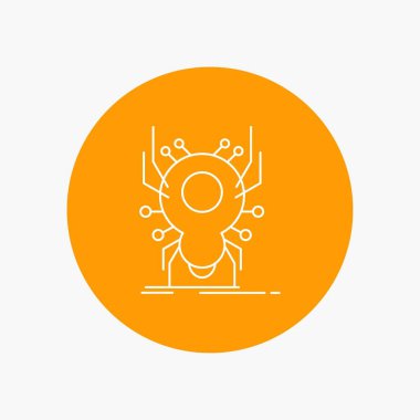 Böcek, böcek, örümcek, virüs, App beyaz çizgisi simgesinde daire arka plan. vektör simge tasarlamak