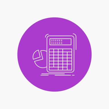hesap makinesi, hesaplama, matematik, ilerleme, daire arka planda beyaz çizgi simgesini grafik. vektör simge tasarlamak