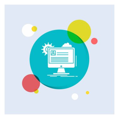 Firma, profil, rapor, edit, Update beyaz glif simgesi renkli daire arka plan