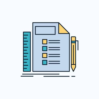 İş listesi, plan, planlama, görev düz simgesi. yeşil ve sarı işaret ve sembolleri Web sitesi ve mobil appliation için. vektör çizim