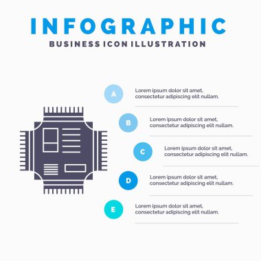 Çip, cpu, miniyonga, işlemci, teknoloji Infographics şablon web sitesi ve sunum için. Glif gri mavi Infographic stil vektör çizim simgesiyle.