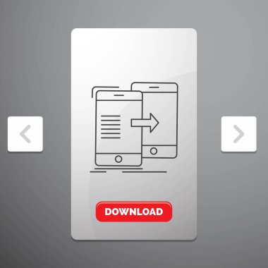 data, Sharing, sync, synchronization, syncing Line Icon in Carousal Pagination Slider Design & Red Download Button