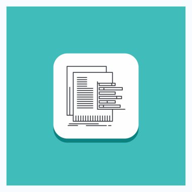 Yuvarlak düğmesi için grafik, veri, grafik, raporları, değerleme satırı simgesi turkuaz arka plan