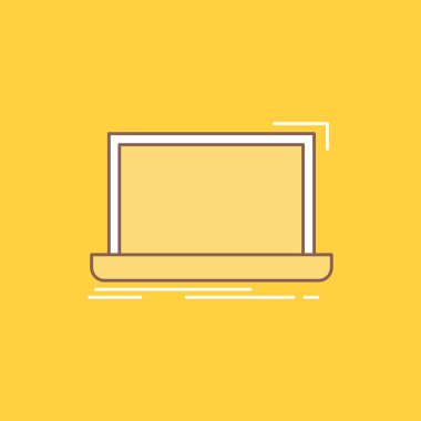 İletişim, bağlantı, bağlantı, eşitleme, eşitleme düz çizgi dolu kutsal kişilerin resmi. Güzel Logo düğme UI ve Ux, Web veya mobil uygulama için sarı arka plan üzerinde