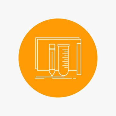 yapı, laboratuvar, ekipman, fab daire arka planda beyaz çizgi simgesini araçları. vektör simge tasarlamak