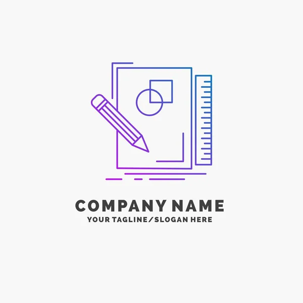 Esboço Esboço Desenho Desenho Geometria Purple Business Logo Template Lugar — Vetor de Stock