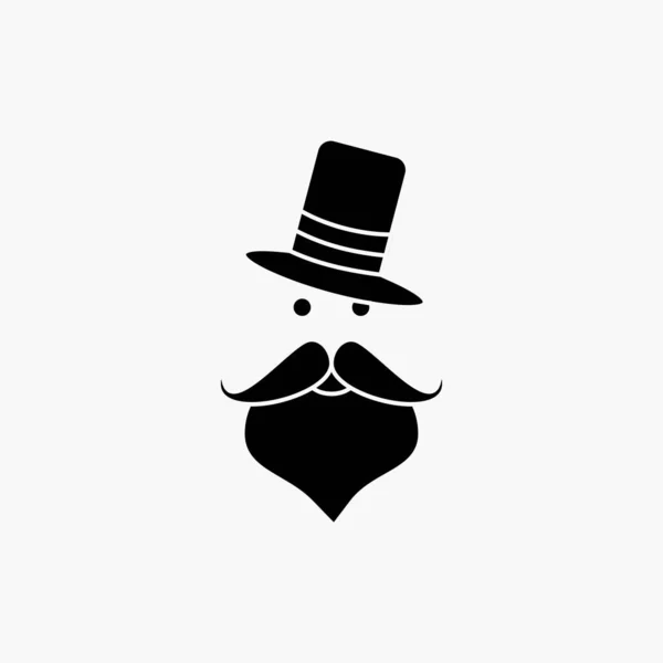 Bigote Hipster Movember Santa Claus Hat Glyph Icon Ilustración Aislada — Vector de stock