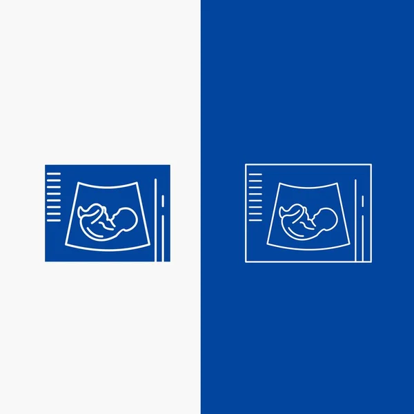 Maternity Pregnancy Sonogram Baby Ultrasound Line Glyph Web Button Blue — Stock Vector