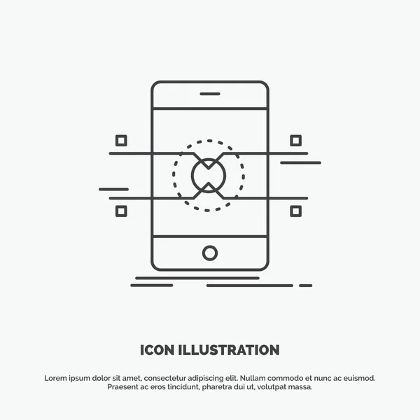 Api Interfaz Móvil Teléfono Smartphone Icono Línea Vectorial Símbolo Gris — Vector de stock