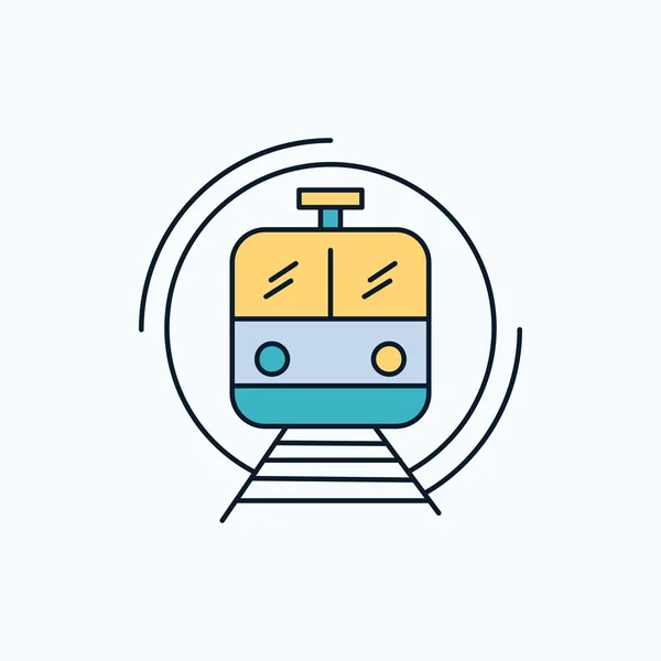 Метро Поїзд Розумний Громадський Транспорт Плоска Піктограма Зелений Жовтий Знак — стоковий вектор