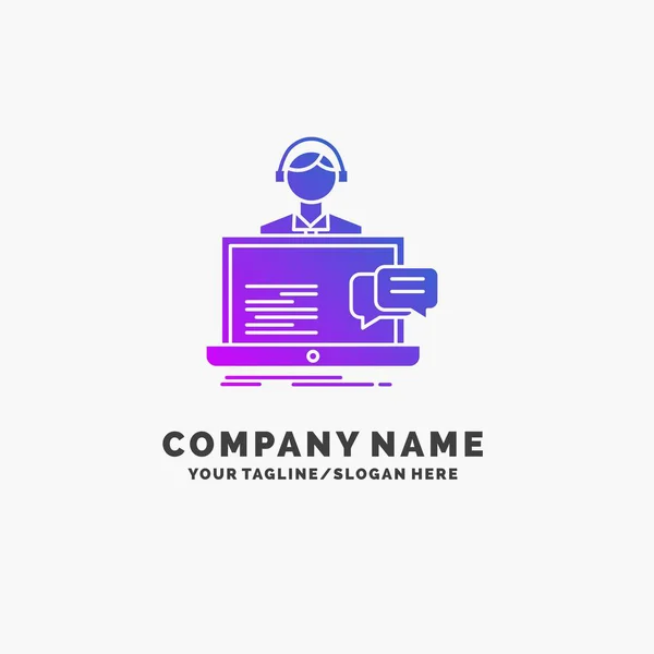 Ondersteuning Chat Klant Service Paarse Business Logo Template Helpen Plaats — Stockvector