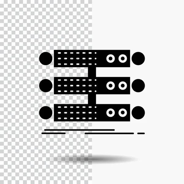 Structuur Rack Server Database Gegevens Glyph Pictogram Transparante Achtergrond Zwart — Stockvector