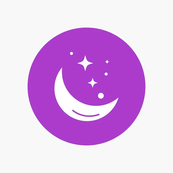 Lua Noite Estrela Tempo Espaço White Glyph Icon Circle Ilustração — Vetor de Stock