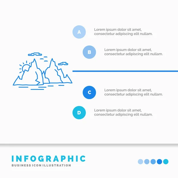 Berg Hügel Landschaft Natur Sonne Infografik Vorlage Für Website Und — Stockvektor