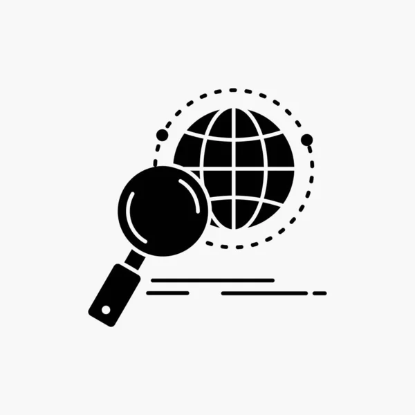 Global Globe Loupe Recherche Monde Glyph Icon Illustration Vectorielle Isolée — Image vectorielle